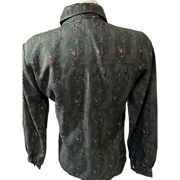 Vintage Womens Button Down Seventies Shirt Sz M Womens from Brooks Abstract Poly - Picture 2 of 8